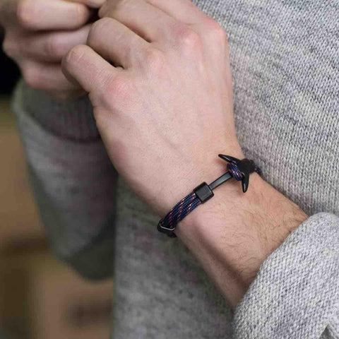 Libela Pulsera de Ancla Para Hombre en Cordon Estilo Nautico, Brazalete Hombre, Pulsera Cuerda y Broche de Ancla