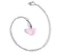 Collar De Cuarzo Rosa Coraz—n, Piedras Naturales y Cadena de Acero Inoxidable