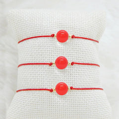 Libela Set de 3 Pulseras de Ágata Roja – Joyería Artesanal en Hilo Encerado Ajustable para Hombre y Mujer