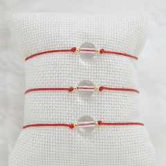 Juego de 3 Pulseras Libela Cuarzo Blanco en Hilo Encerado Ajustable