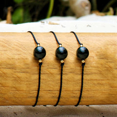 Libela Juego de 3 Pulseras Obsidiana Natural en Hilo Encerado Ajustable