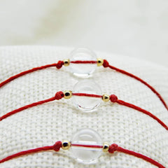 Juego de 3 Pulseras Libela Cuarzo Blanco en Hilo Encerado Ajustable