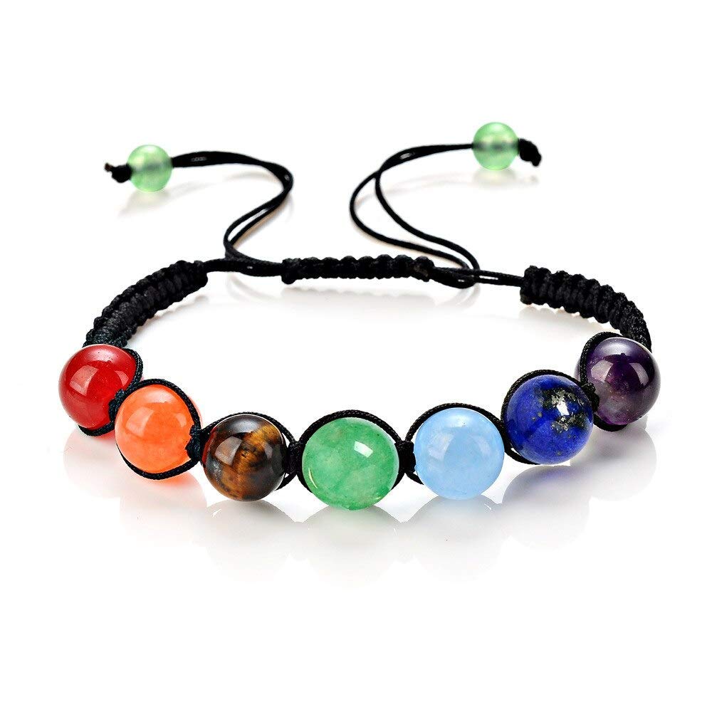 Pulsera de los 7 Chakras con Piedras Semipreciosas 8mm en Hilo Ajustable