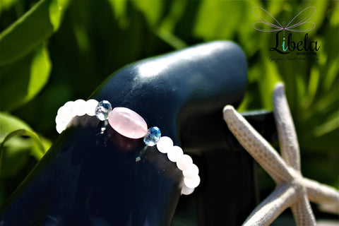 Pulsera de Cuarzo Rosa y Cristal Libela