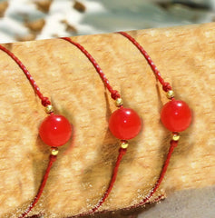 Libela Set de 3 Pulseras de Ágata Roja – Joyería Artesanal en Hilo Encerado Ajustable para Hombre y Mujer