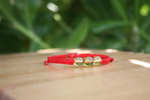 Pulsera Libela de Protección Roja con Ámbar Mediano