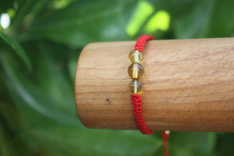 Pulsera Libela de Proteccion Roja con Ambar Talla Grande