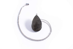 Collar De Obsidiana Gota, Piedras Naturales y Cadena de Acero Inoxidable