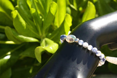 Pulsera de Ágata Musgo y Sodalita Natural para Mujer | Acero Inoxidable | Joyería Artesanal de Cuarzos