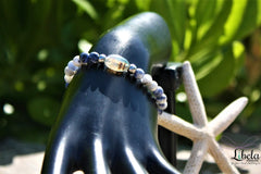 Pulsera de Ágata Musgo y Sodalita Natural para Mujer | Acero Inoxidable | Joyería Artesanal de Cuarzos