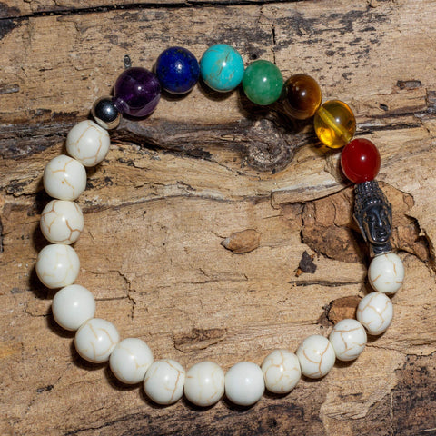 Pulsera de los 7 Chakras con Piedras Semipreciosas 8 milimetros y Dije de Buda